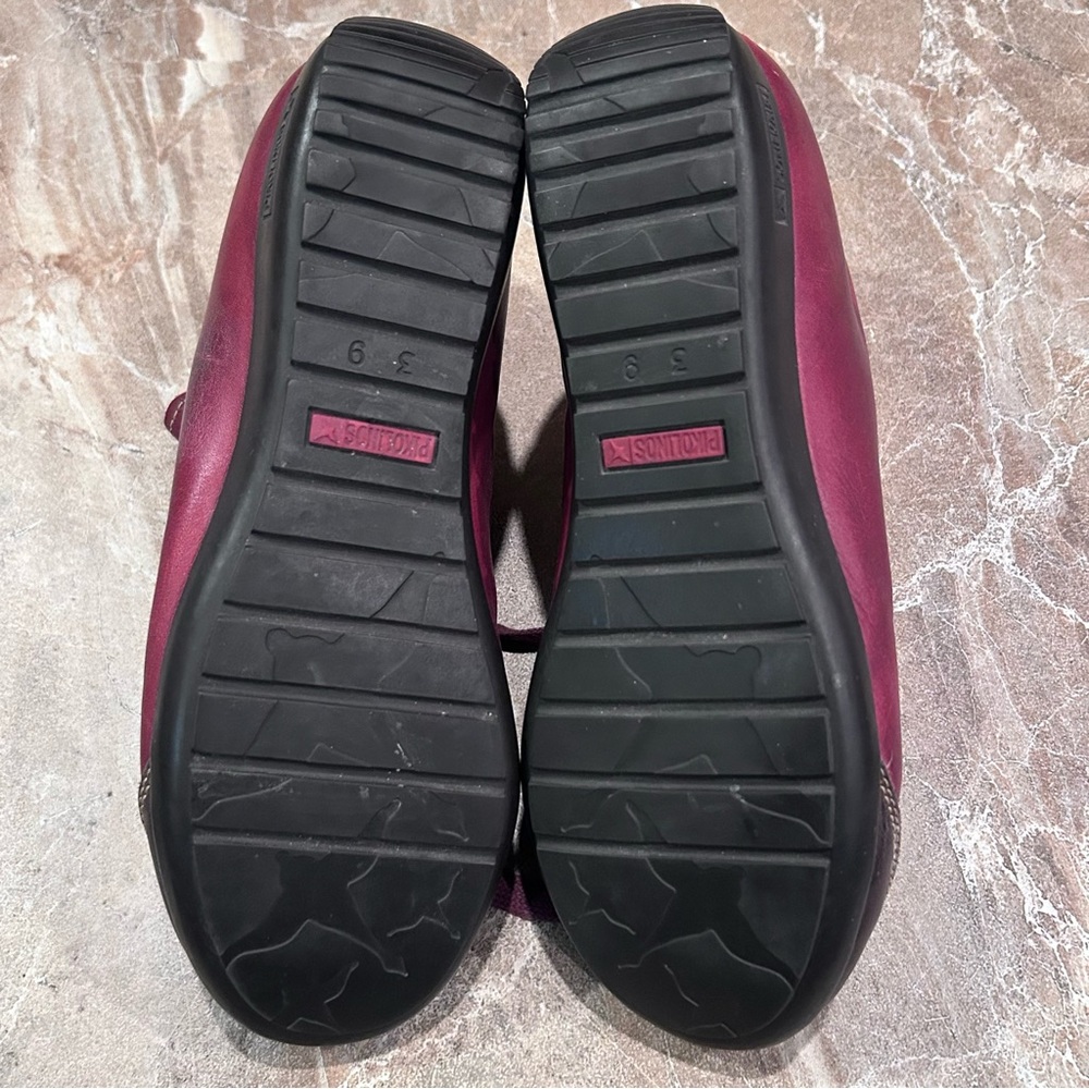 Women's Burgundy Leather Lace-Up Ankle Sneakers - Picture 14 of 14